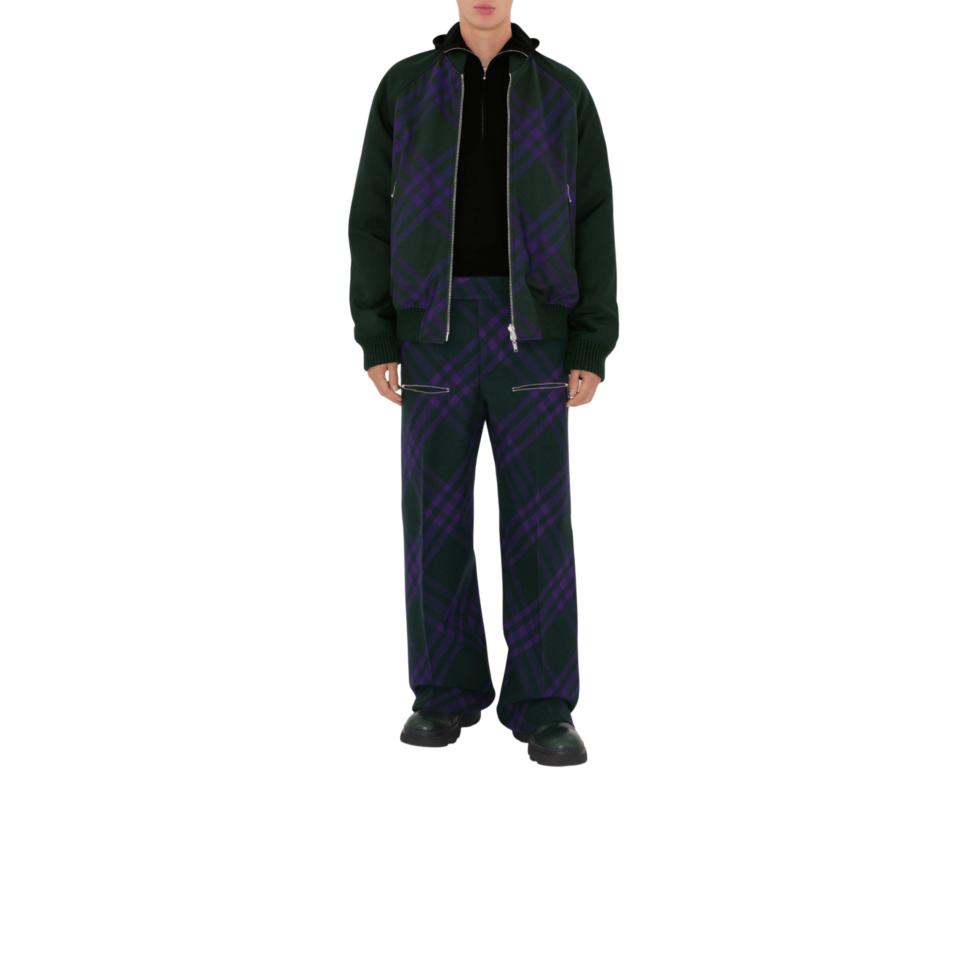 리버시블 체크 보머 재킷 딥 로열