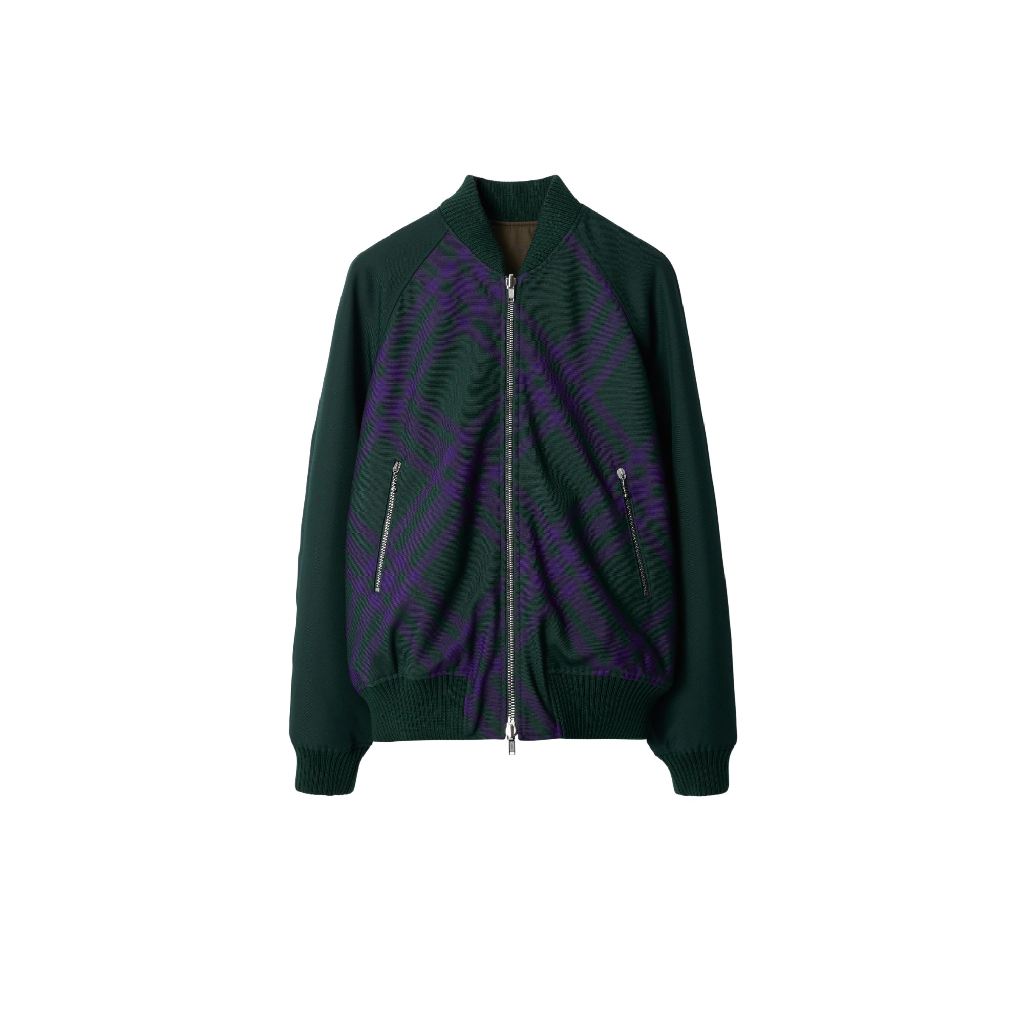 리버시블 체크 보머 재킷 딥 로열