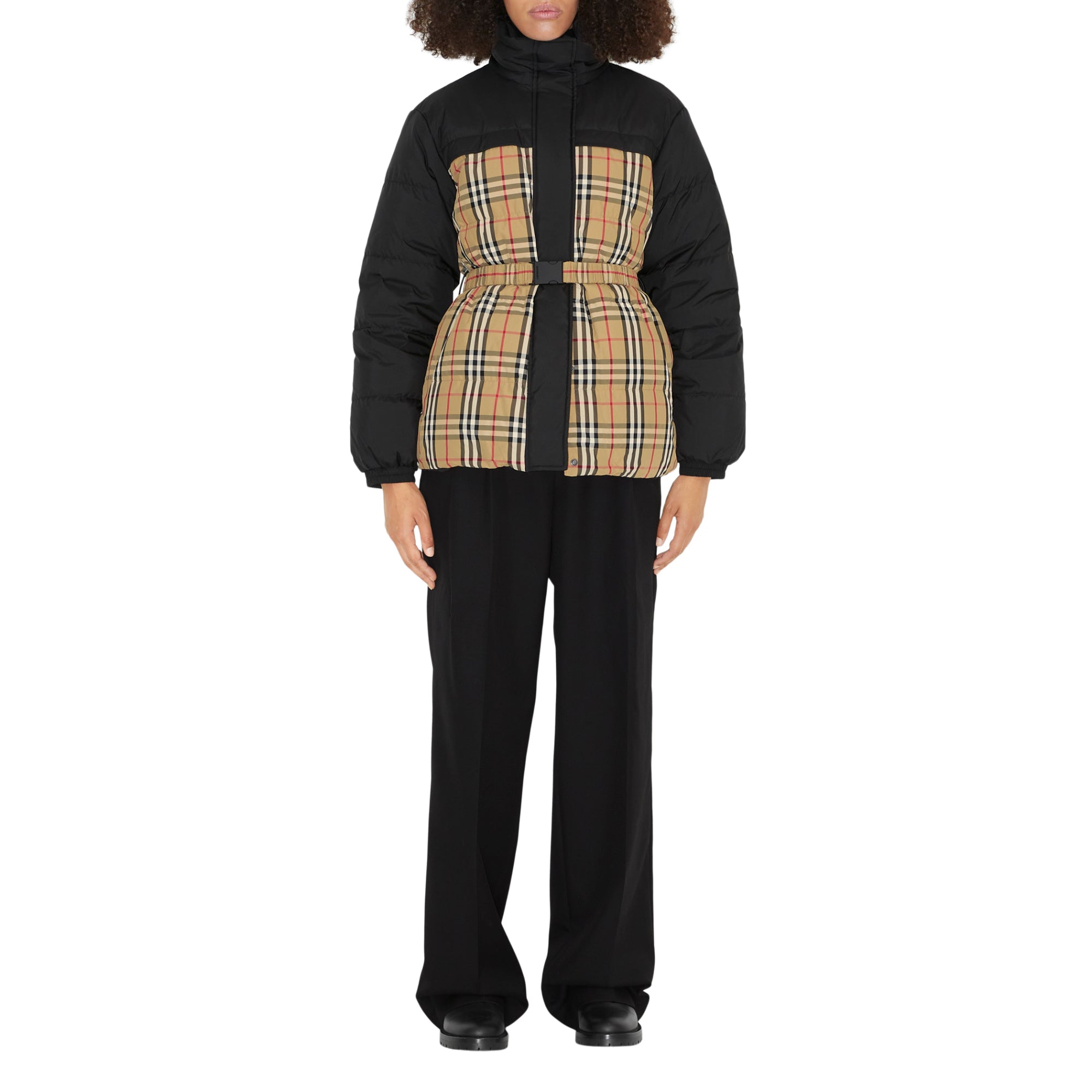 리버시블 체크 퍼퍼 재킷 아카이브 베이지