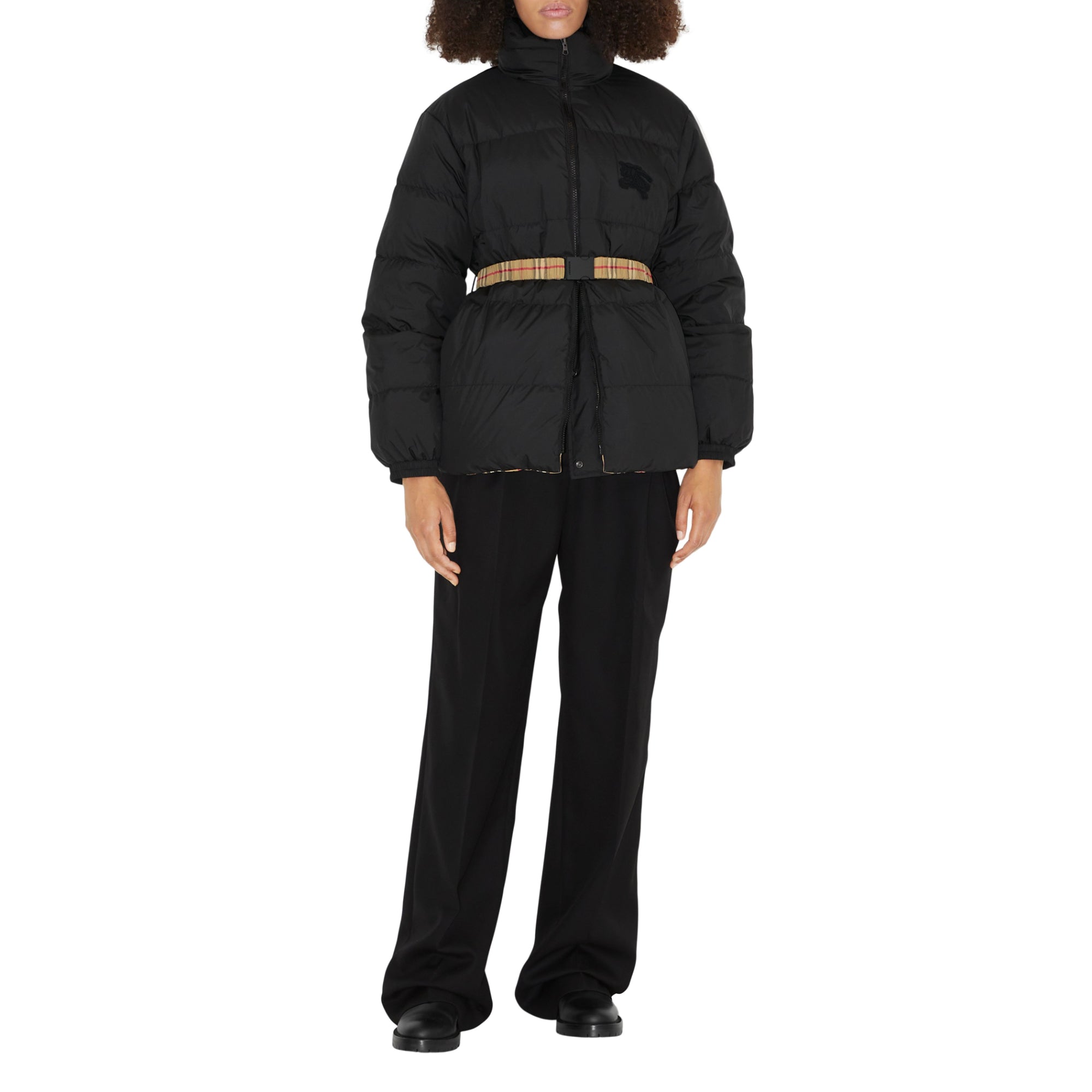 리버시블 체크 퍼퍼 재킷 아카이브 베이지