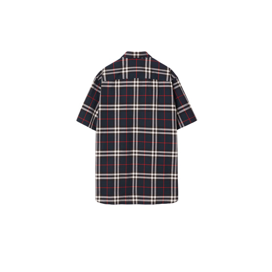 체크 코튼 셔츠 네이비