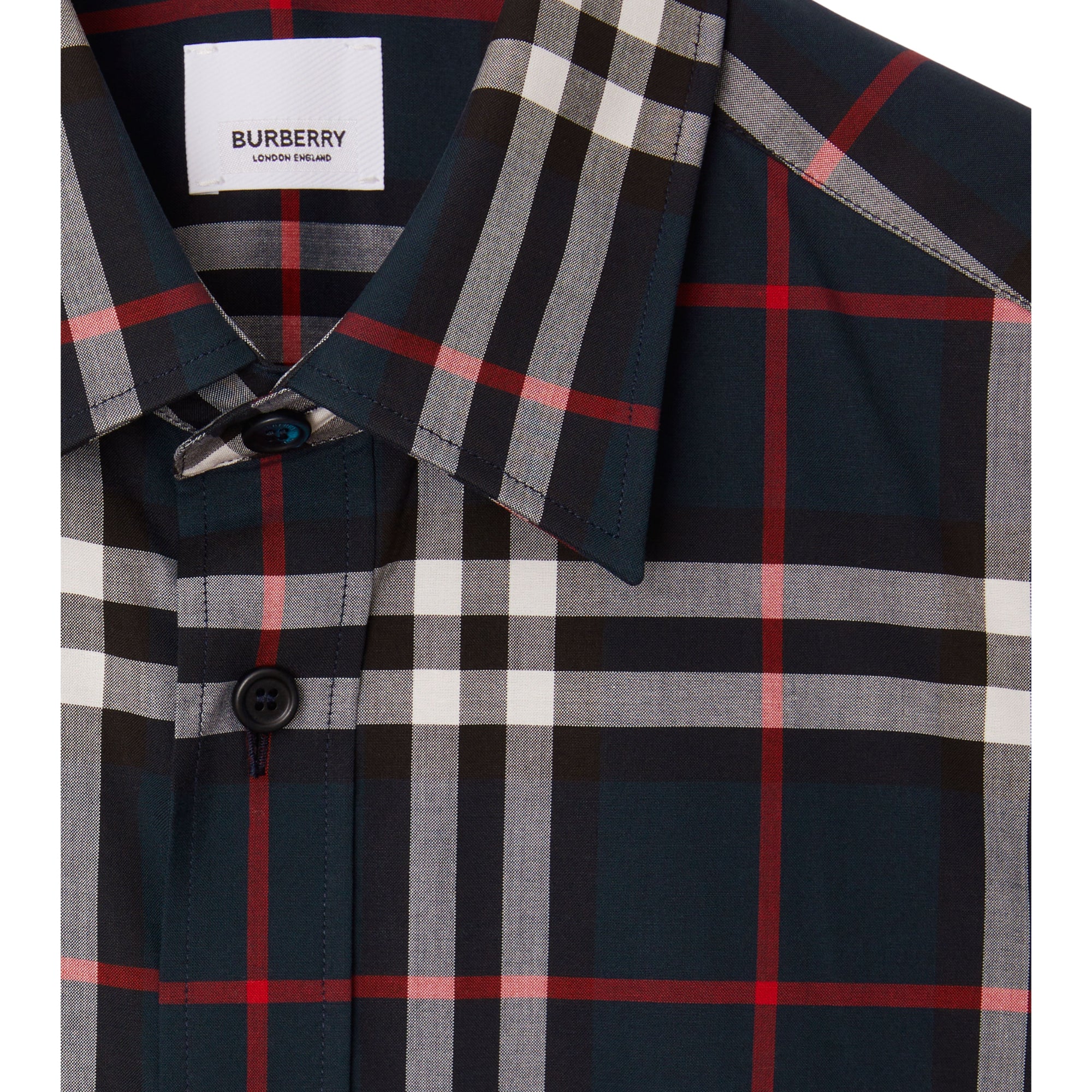 체크 코튼 셔츠 네이비