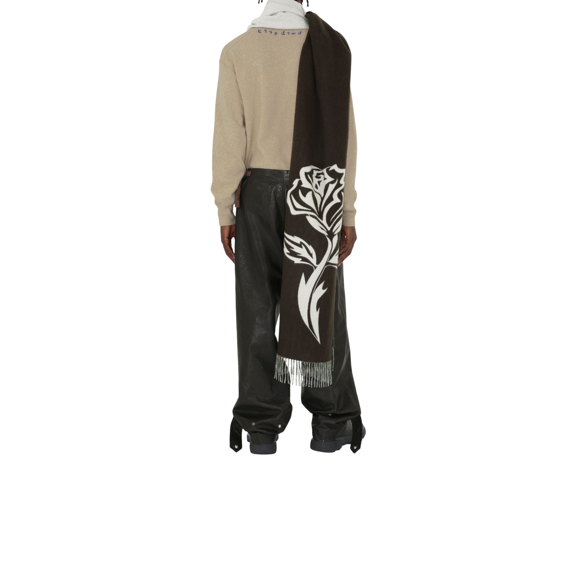 로즈 캐시미어 스카프 오터/화이트