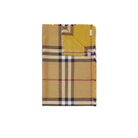 리버시블 체크 울 실크 스카프 페어