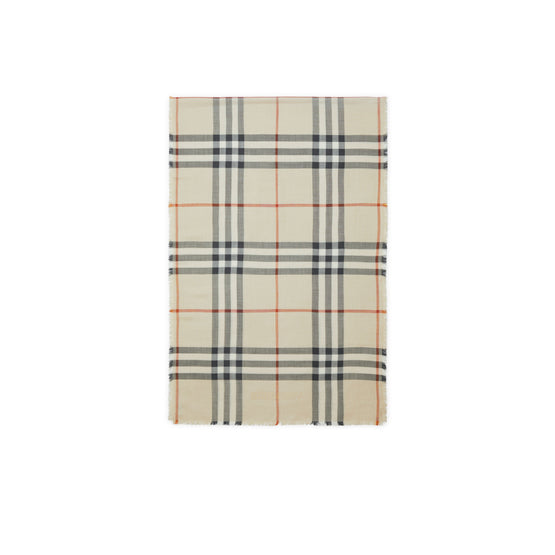 리버시블 체크 울 실크 스카프 스톤