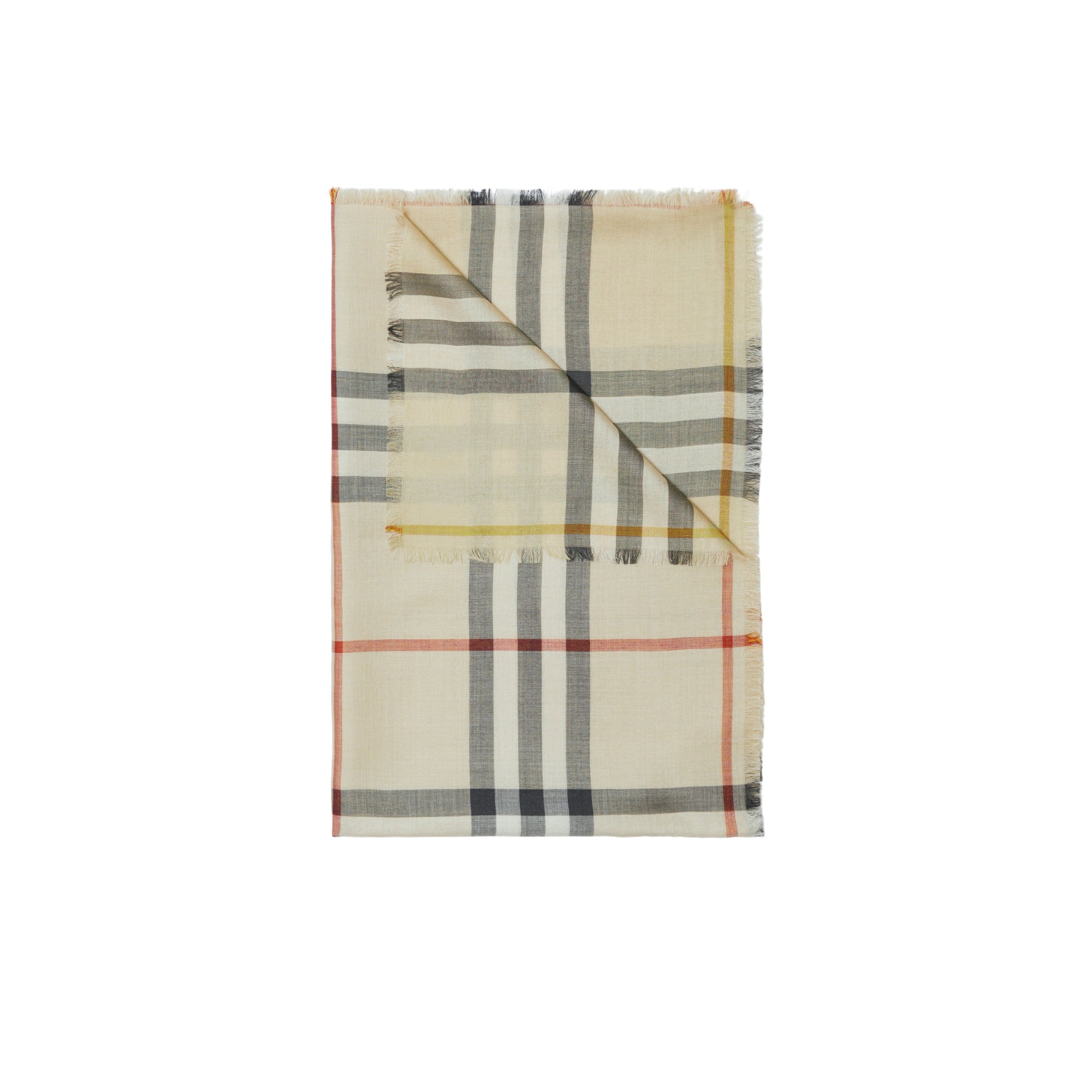 리버시블 체크 울 실크 스카프 스톤