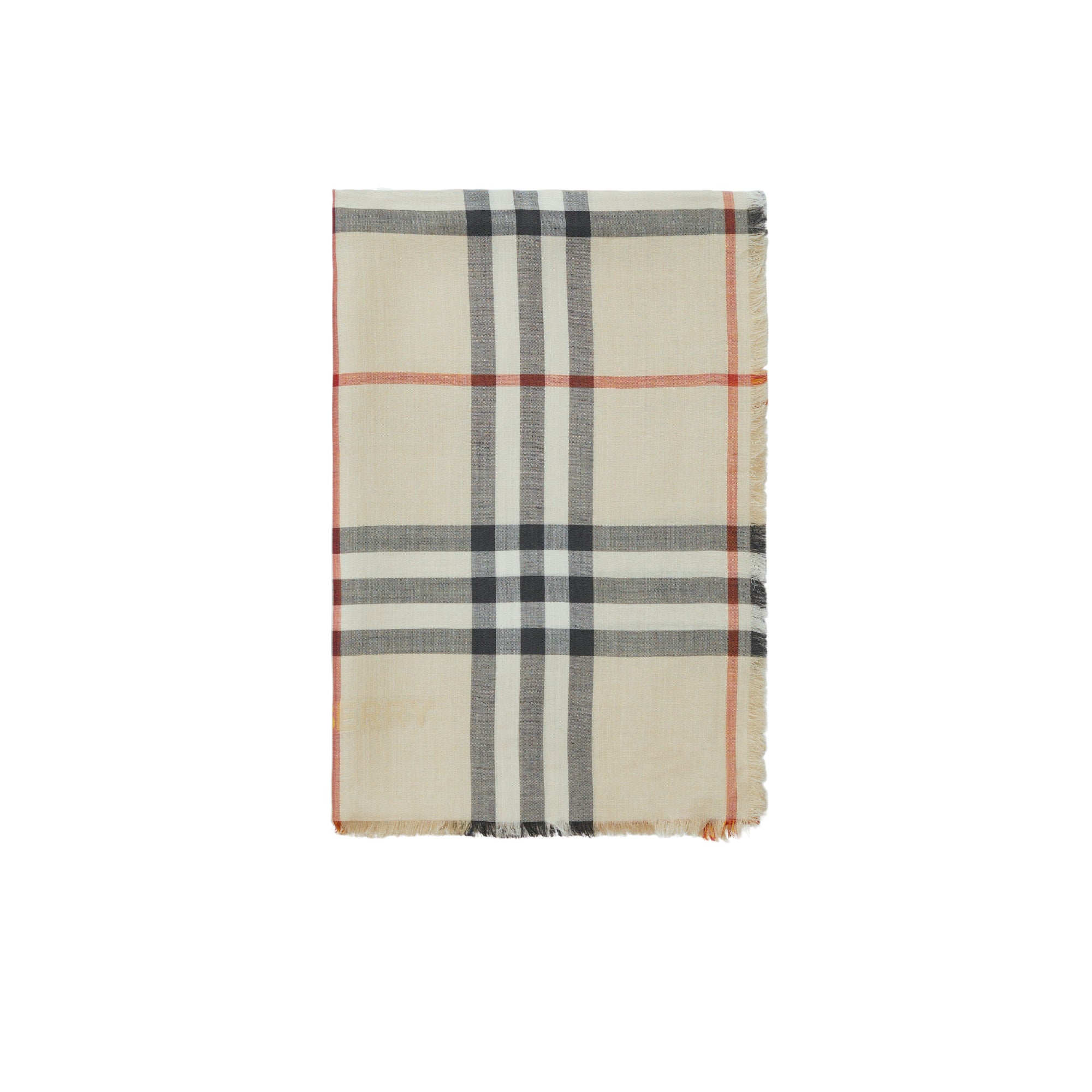 리버시블 체크 울 실크 스카프 스톤