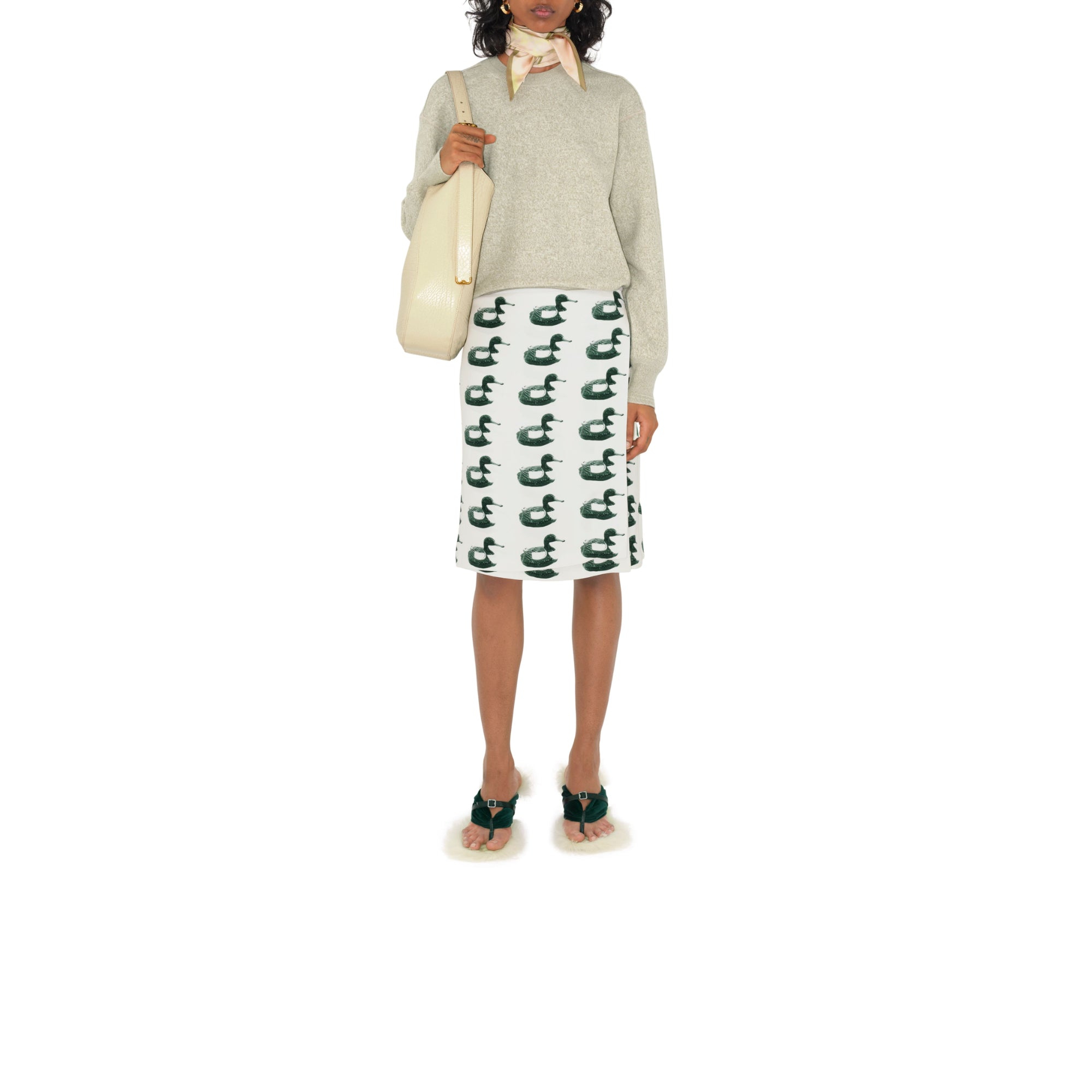 스키니 로즈 실크 스카프 카메오