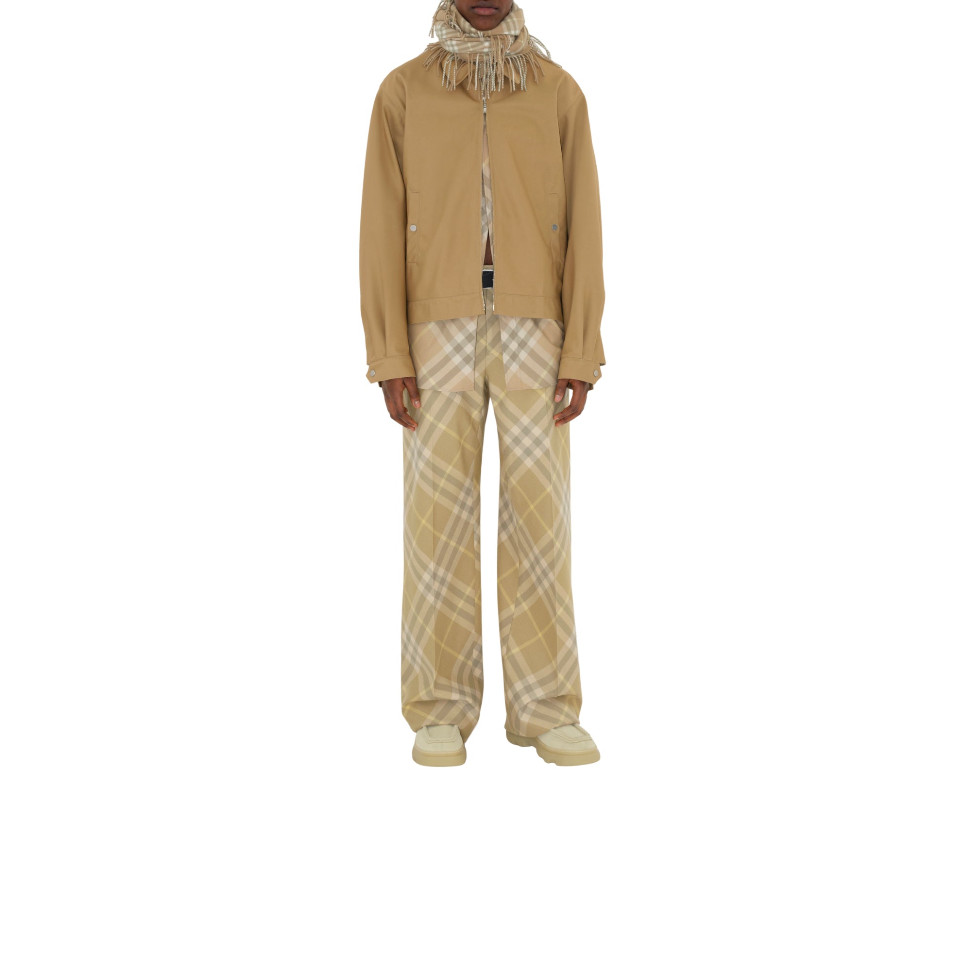 체크 캐시미어 해피 스카프 플랙스