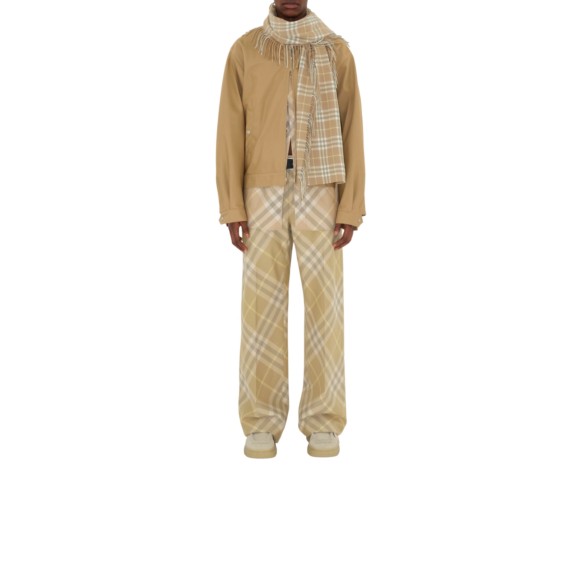 체크 캐시미어 해피 스카프 플랙스