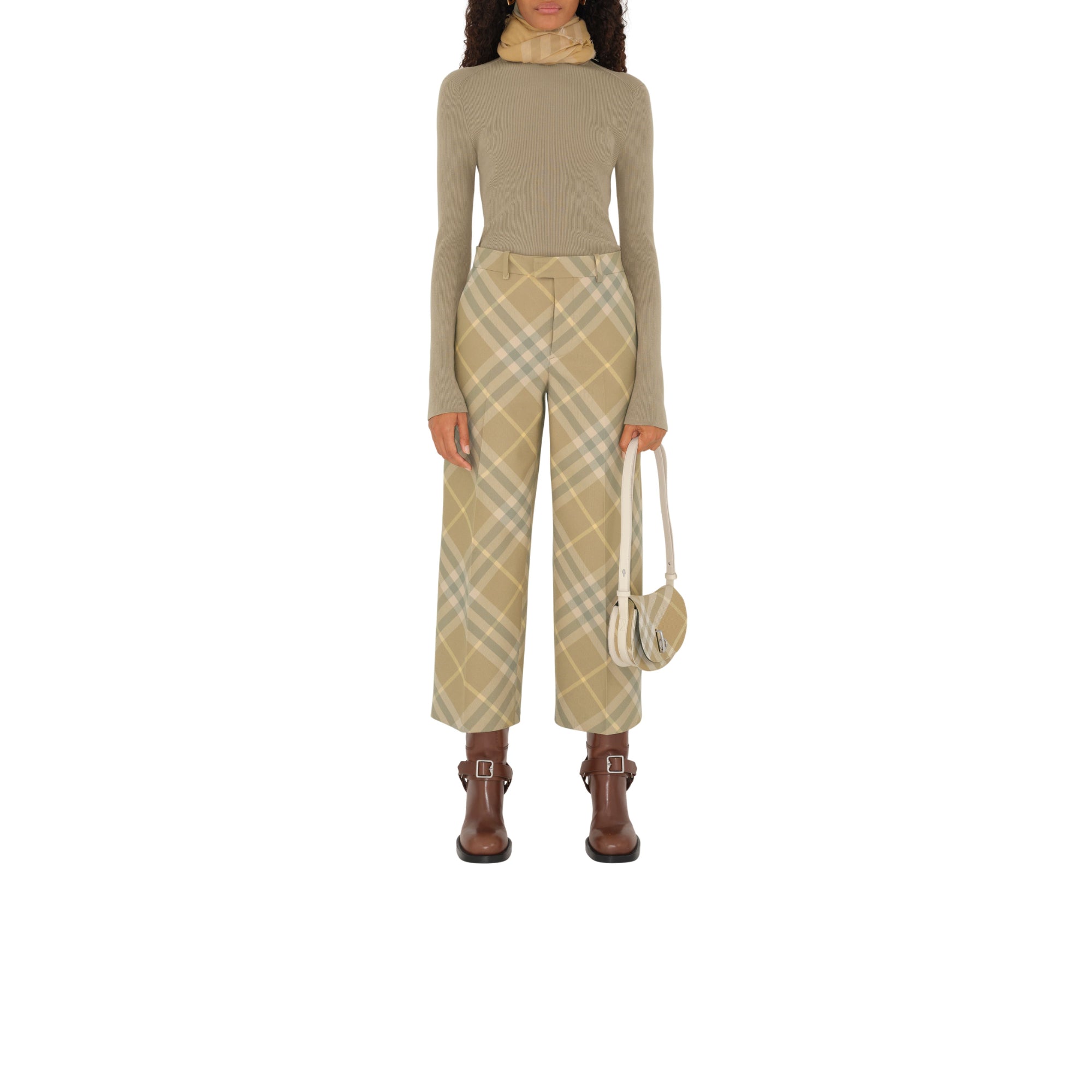 체크 울 스카프 플랙스