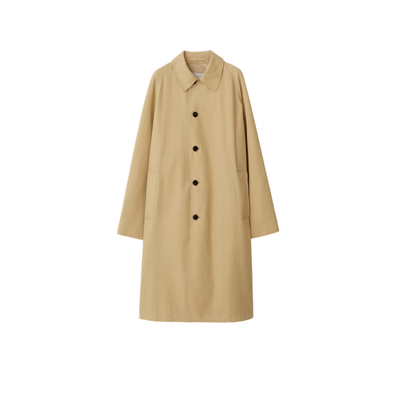 롱 코튼 블렌드 카 코트 플랙스