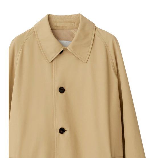 롱 코튼 블렌드 카 코트 플랙스