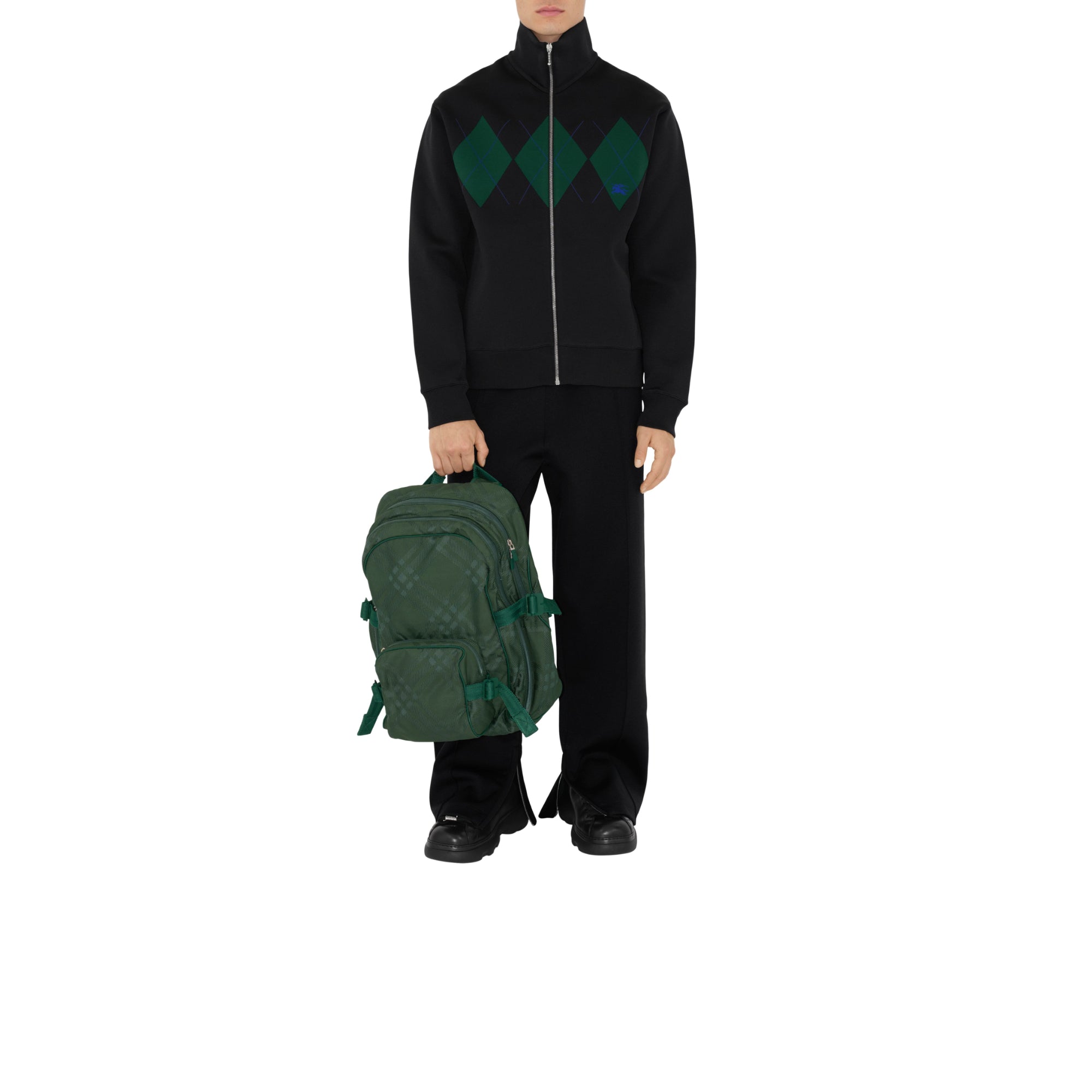 체크 자카드 백팩 바인