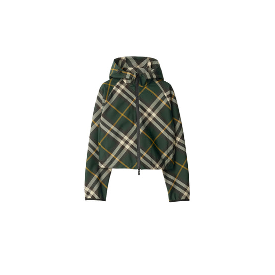 크롭 체크 라이트 재킷 아이비