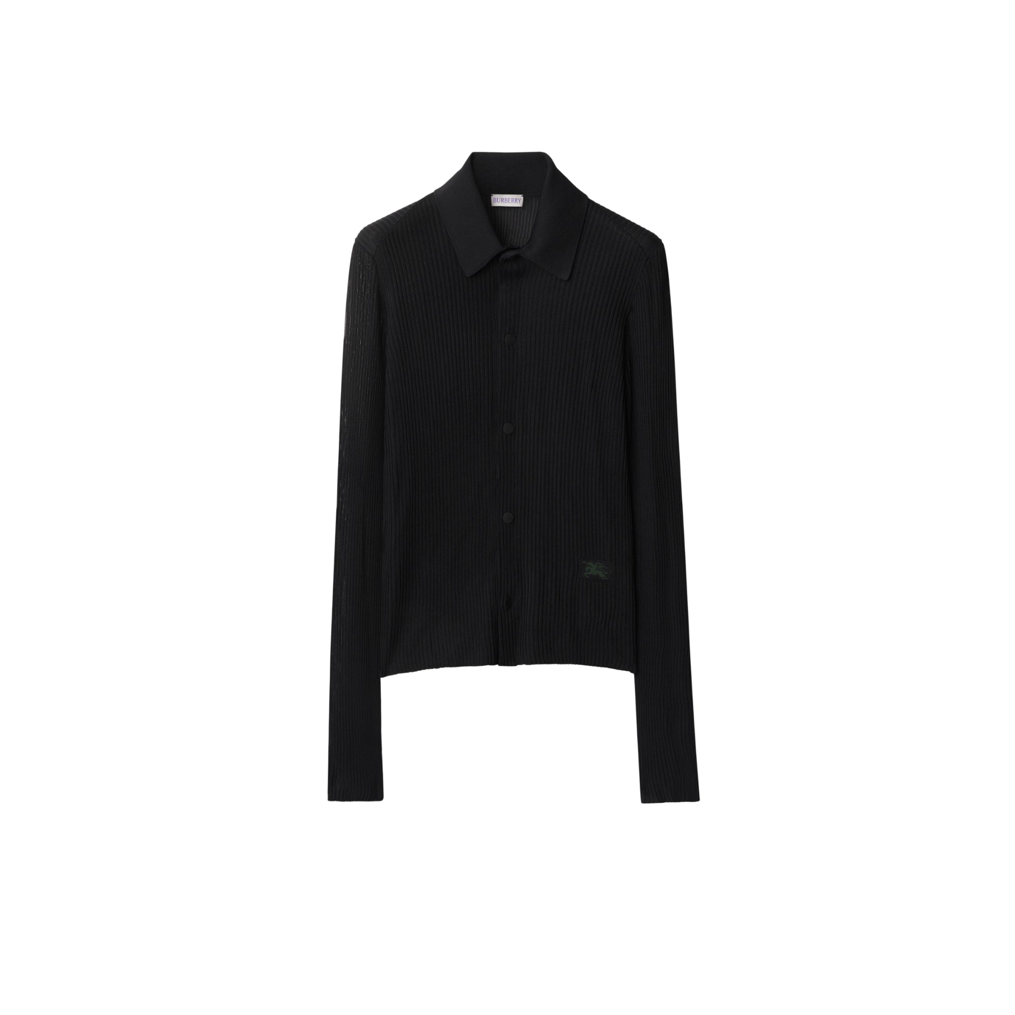 리브 니트 셔츠 블랙