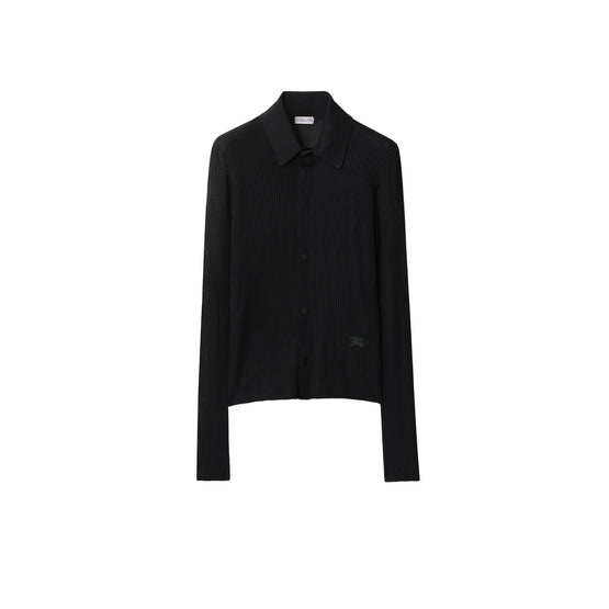 리브 니트 셔츠 블랙