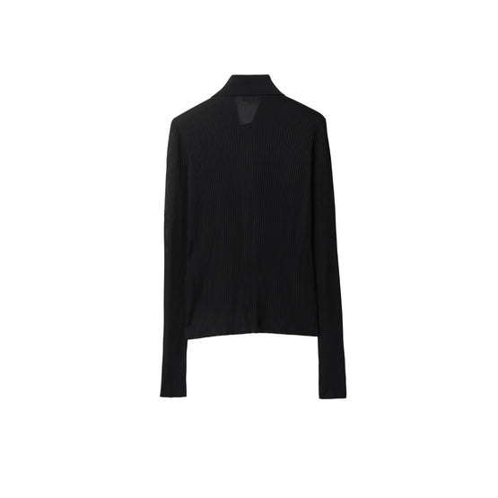 리브 니트 셔츠 블랙