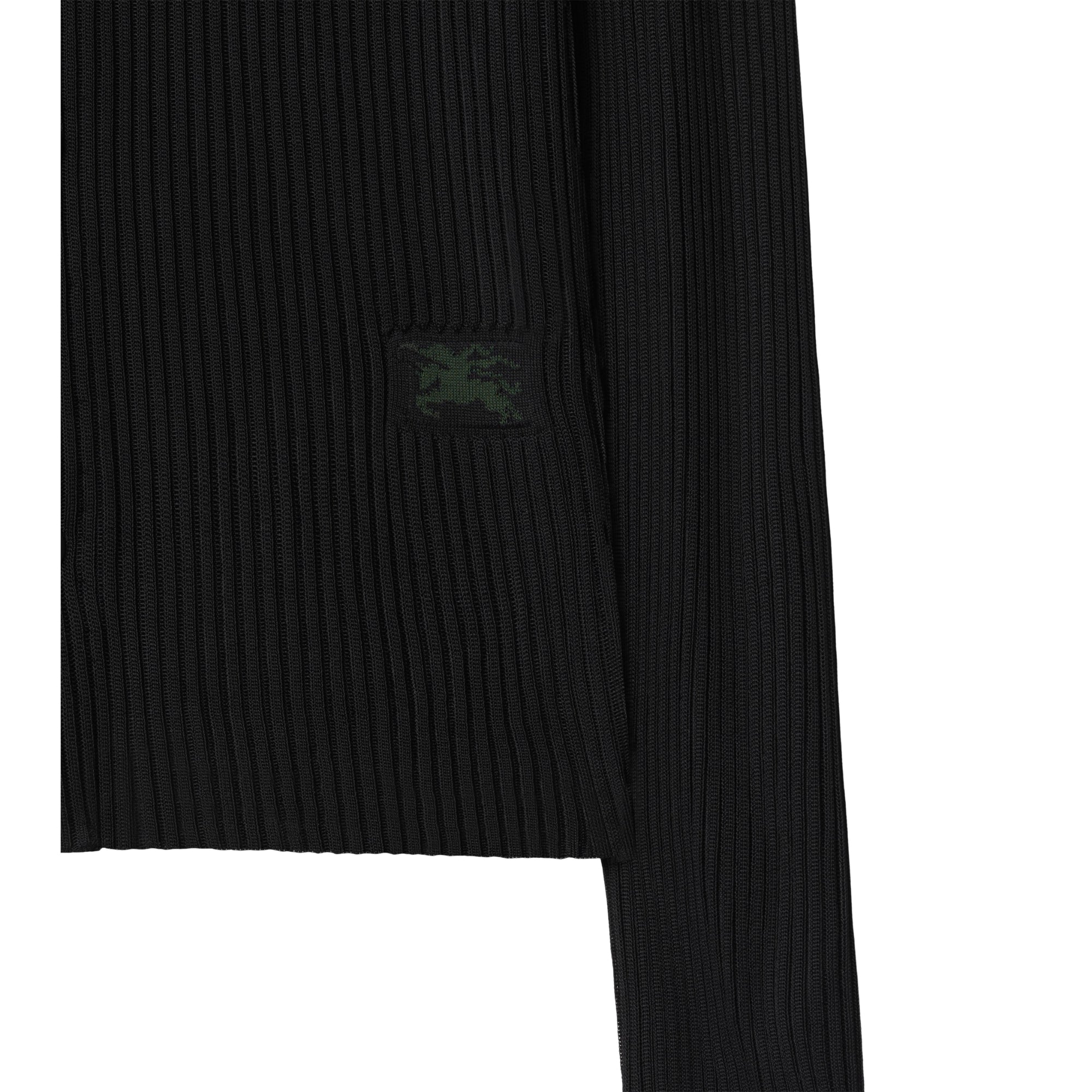 리브 니트 셔츠 블랙