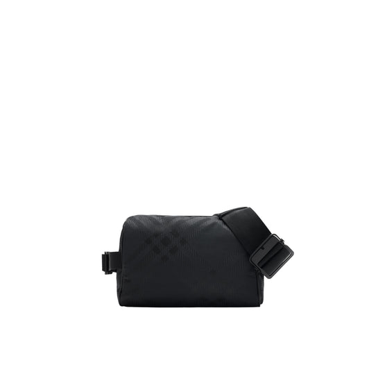 체크 자카드 벨트 백 블랙