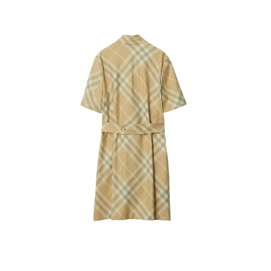 체크 코튼 셔츠 드레스 플랙스