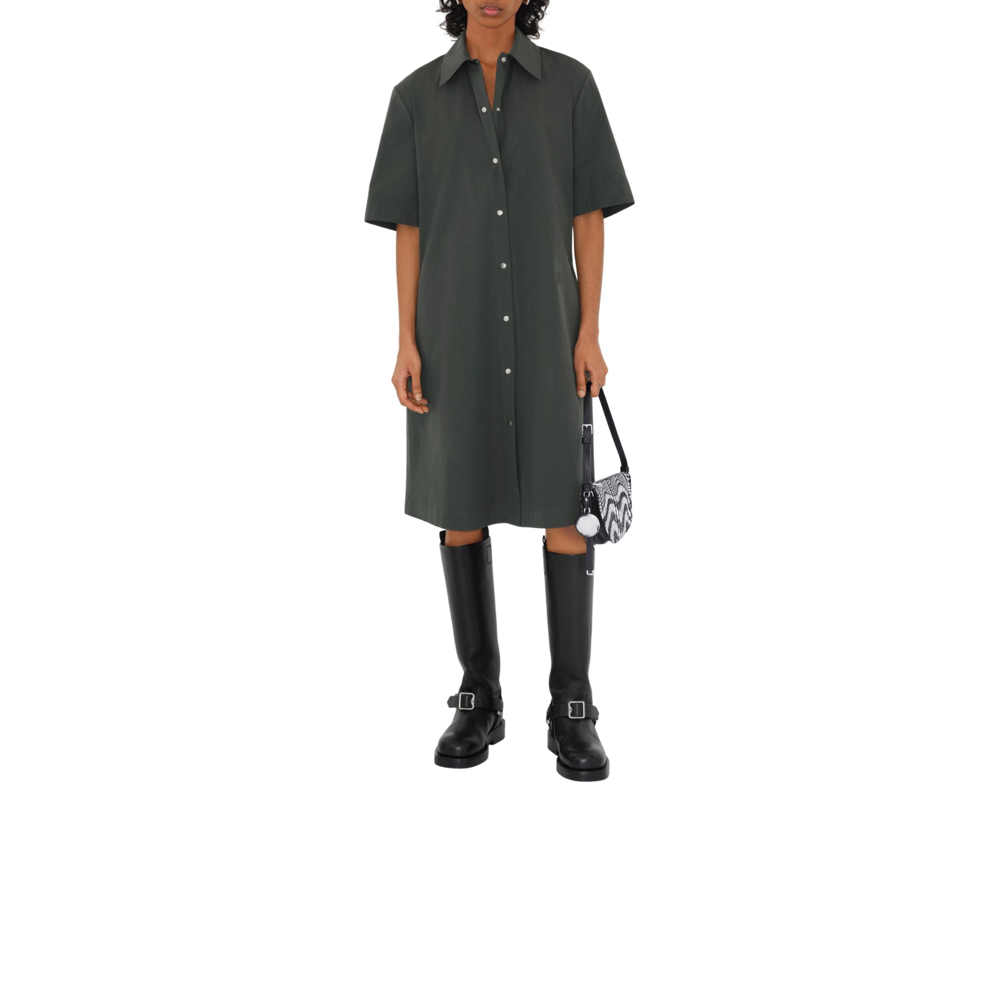 코튼 블렌드 셔츠 드레스 오닉스