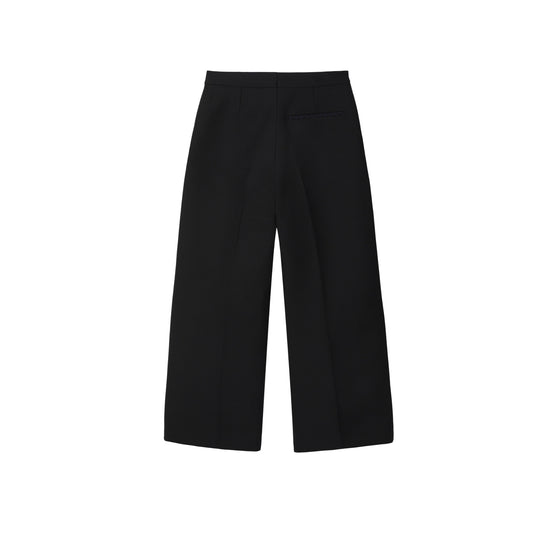 크롭 울 블렌드 팬츠 블랙