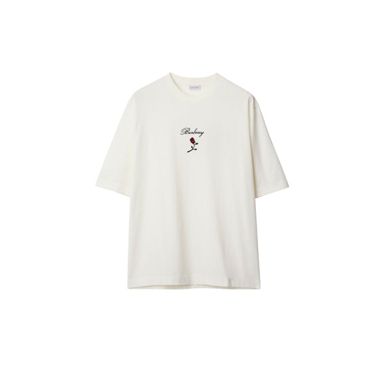 로고 로즈 코튼 티셔츠 레인