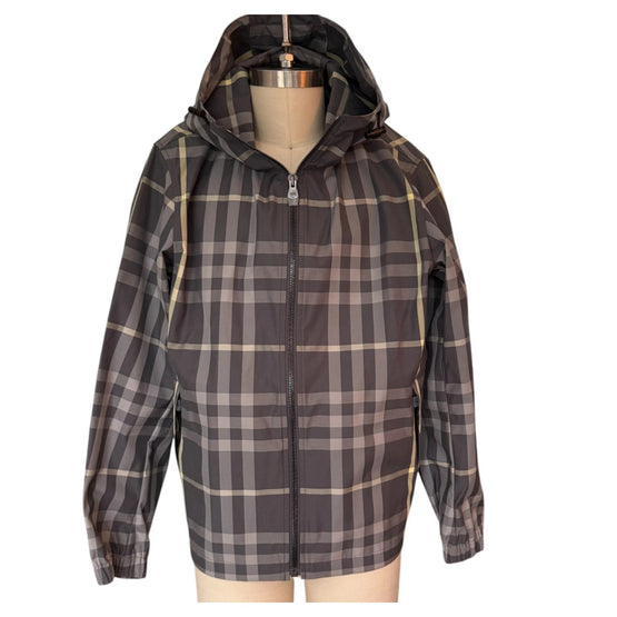 체크 코튼 블렌드 재킷 씰 그레이