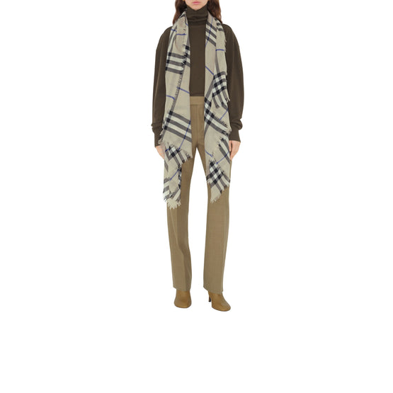 체크 울 스카프 라이큰