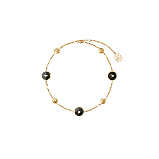 할로우 메달리언 네크리스 골드/블랙