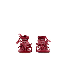 레더 아이비 플로라 힐 샌들 스칼렛