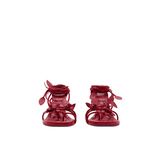 레더 아이비 플로라 힐 샌들 스칼렛