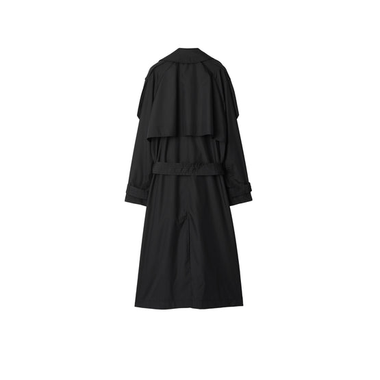 롱 실크 트렌치코트 블랙