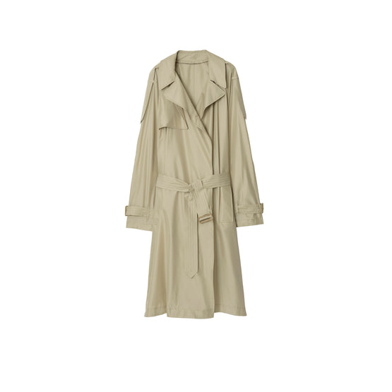 롱 실크 트렌치코트 베이지