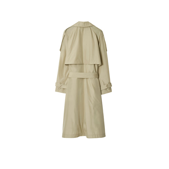 롱 실크 트렌치코트 베이지