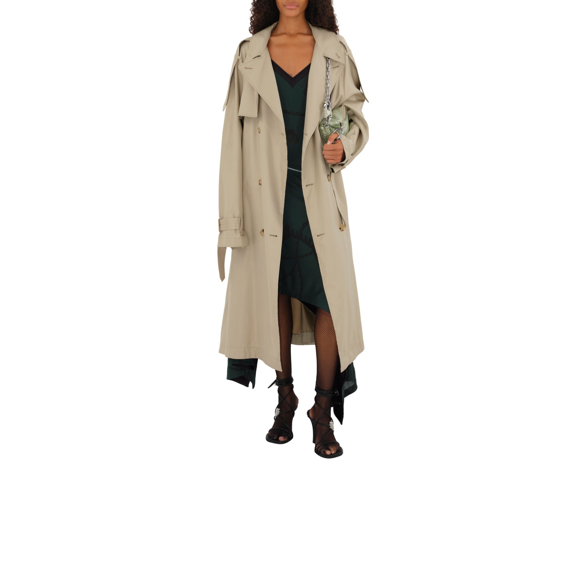 롱 실크 트렌치코트 밀레