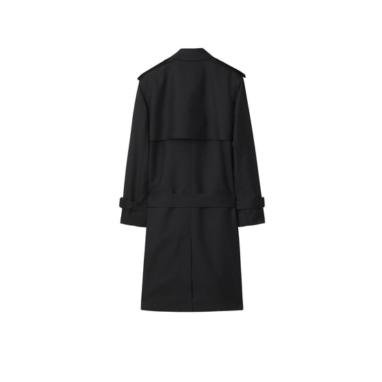 롱 실크 블렌드 트렌치코트 블랙