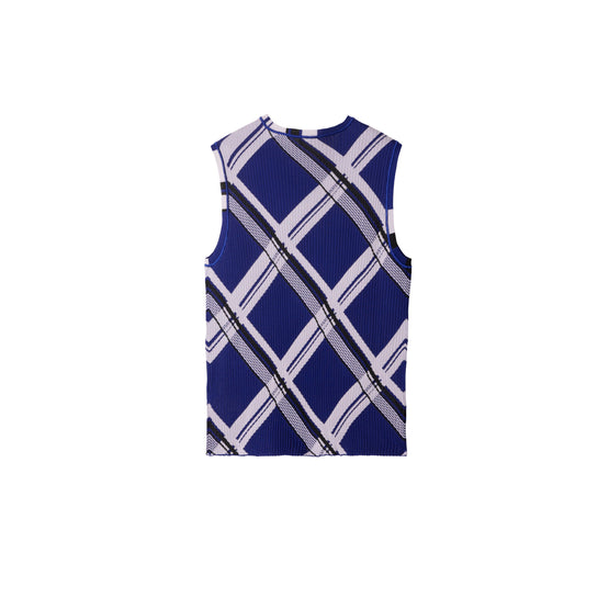 체크 실크 탱크 탑 나이트