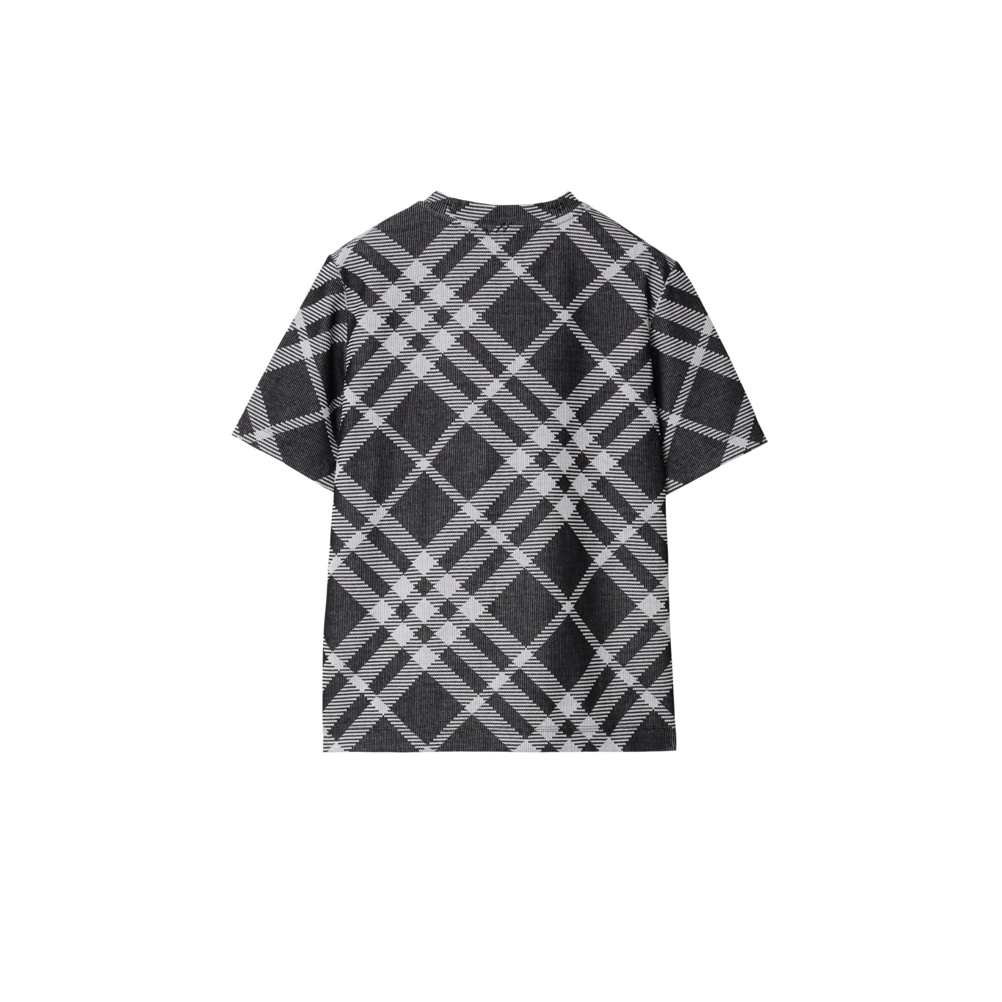 체크 스트레치 코튼 블렌드 티셔츠 블랙/화이트