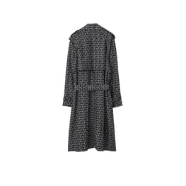 롱 실크 트렌치코트 실버/블랙