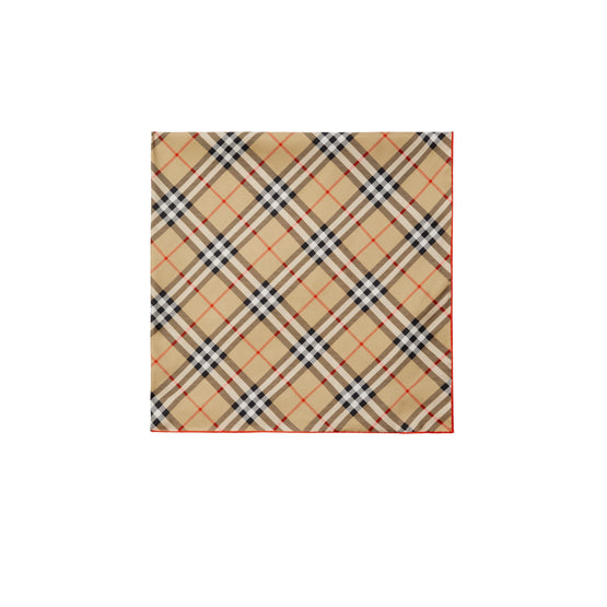 체크 실크 스카프 샌드