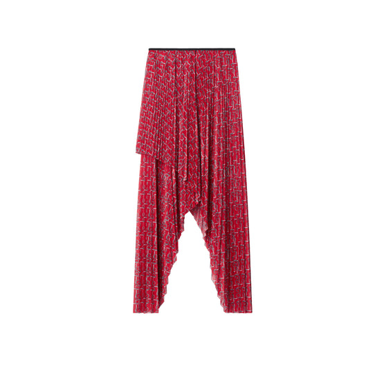 플리츠 B 저지 스커트 실버/레드