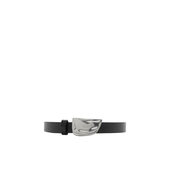 씬 레더 쉴드 벨트 블랙