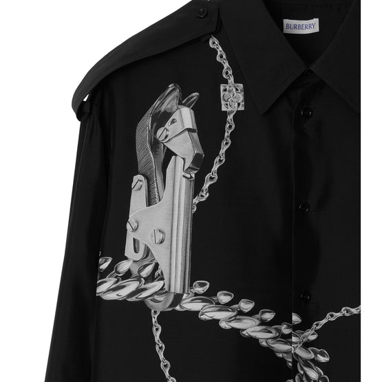 나이트 하드웨어 실크 셔츠 실버/블랙