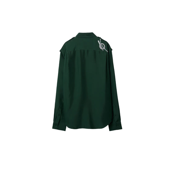 나이트 하드웨어 실크 셔츠 실버/그린