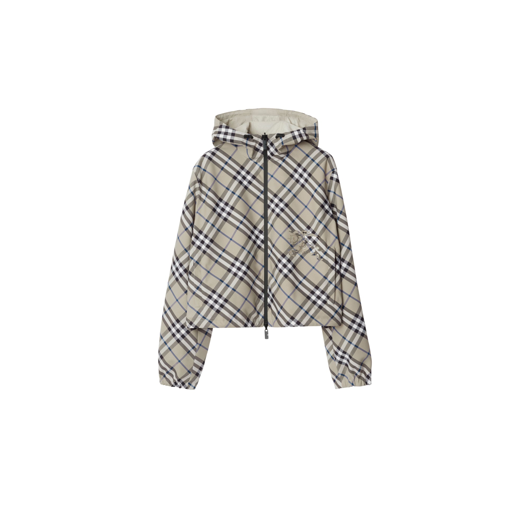 크롭 리버시블 체크 재킷 라이큰