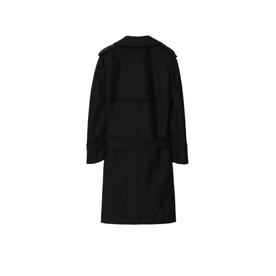 롱 실크 블렌드 트렌치코트 블랙