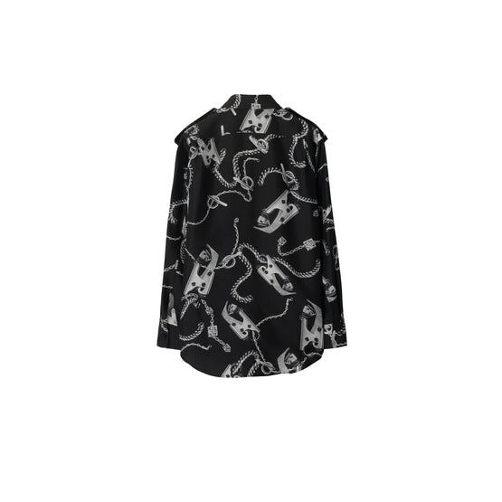 나이트 하드웨어 실크 셔츠 실버/블랙