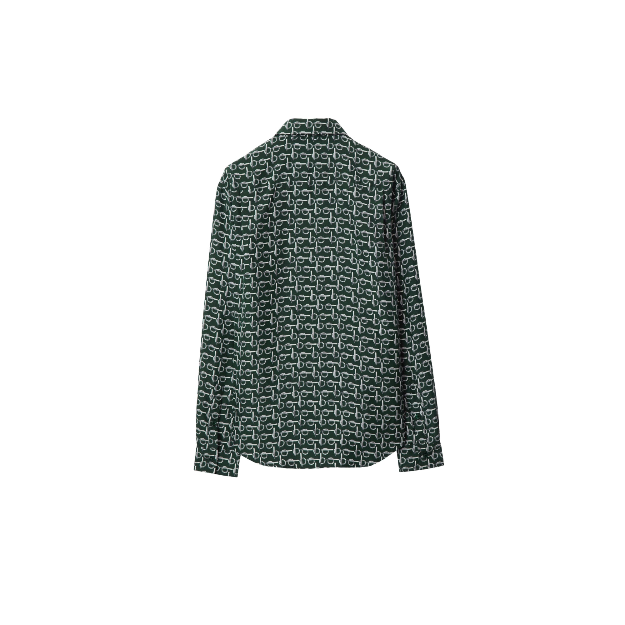 B 실크 셔츠 실버/그린